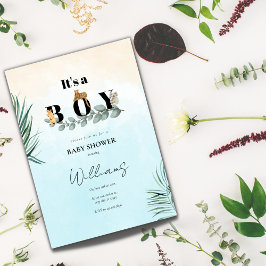Invitación Es una ducha de bebé animal de safari para niños