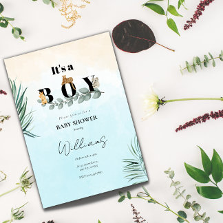 Invitación Es una ducha de bebé animal de safari para niños