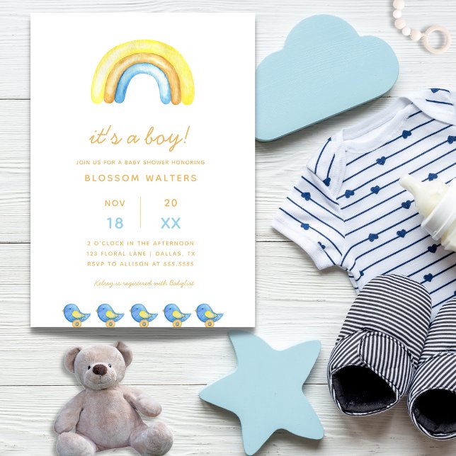 Invitación es una ducha de bebé arco iris de un niño (Subido por el creador)