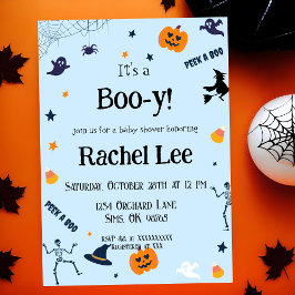 Invitación Es una ducha de bebé bebé de Halloween azul claro