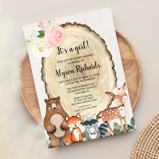 Invitación Es una ducha de bebé de amigos chicas del bosque. (Subido por el creador)