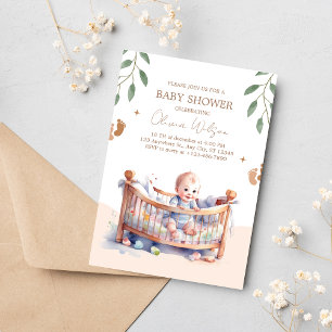 Invitación Es una ducha de bebé de Boy Boho Bassinet