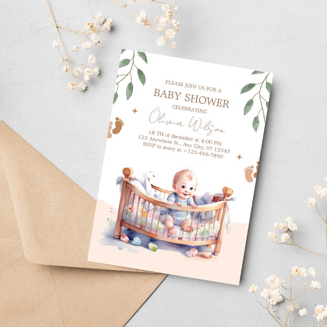 Invitación Es una ducha de bebé de Boy Boho Bassinet (Subido por el creador)