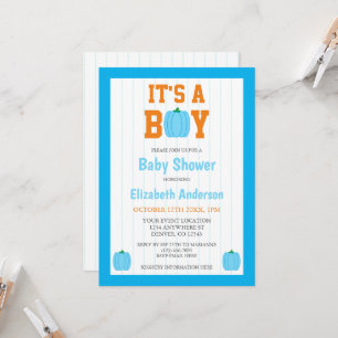 Invitación Es una ducha de bebé de calabaza de niño