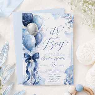Invitación Es una Ducha de Bebé de Globo Naval de Niño