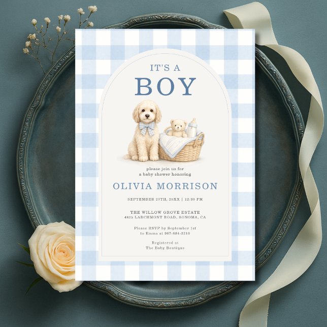 Invitación Es una ducha de bebé de perro cachorro niño (Subido por el creador)