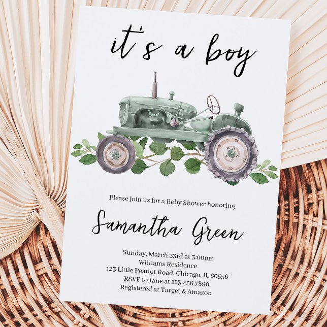 Invitación Es una ducha de bebé de tractor para niño (Subido por el creador)