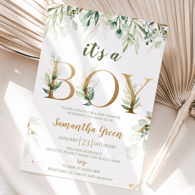 Invitación Es una ducha de bebé de verde para niño (Subido por el creador)