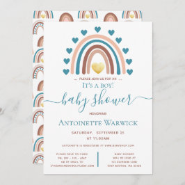 Invitación Es una Ducha de Bebé Niño Boho Arcoíris