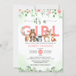 Invitación Es una ducha de bebé para animales de bosque de bo