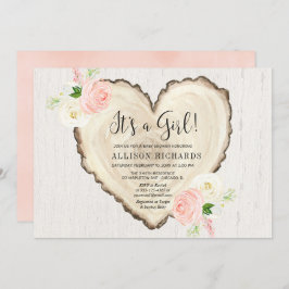 Invitación Es una ducha de corazón rústica chica floral valen