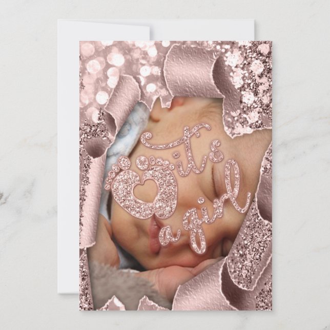 Invitación Es una ducha de Recién nacido fotográfico Personal (Reverso)