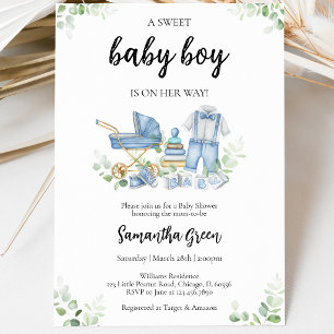 Invitación Es una ducha de ropa de bebé niño