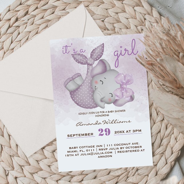 Invitación Es una ducha de una niña elefante chica (Subido por el creador)