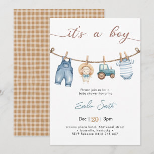 Invitación Es una ducha para bebé de un granjero