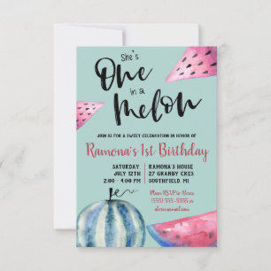 Invitación ¡Es una en un Melón!  Cumpleaños con la temática d