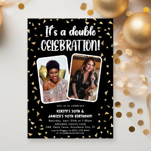 Invitación Es una fiesta de cumpleaños con foto de doble cele