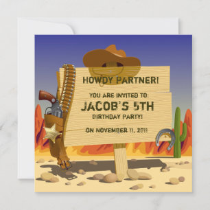 Invitación ¡Es una fiesta de cumpleaños de Cowboy!