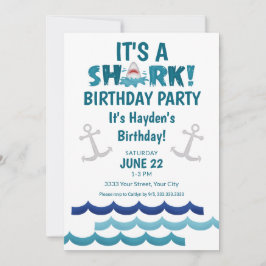 Invitación Es una fiesta de cumpleaños de los tiburones