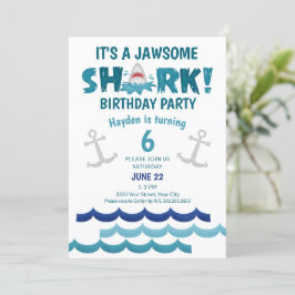 Invitación Es una fiesta de cumpleaños del tiburón jawsome