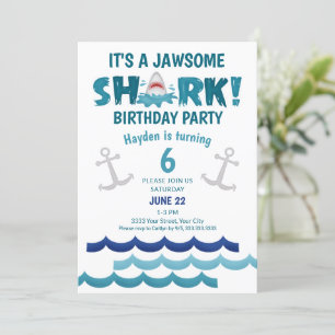 Invitación Es una fiesta de cumpleaños del tiburón jawsome