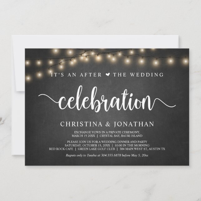 Invitación Es una fiesta después de la celebración del boda,  (Anverso)