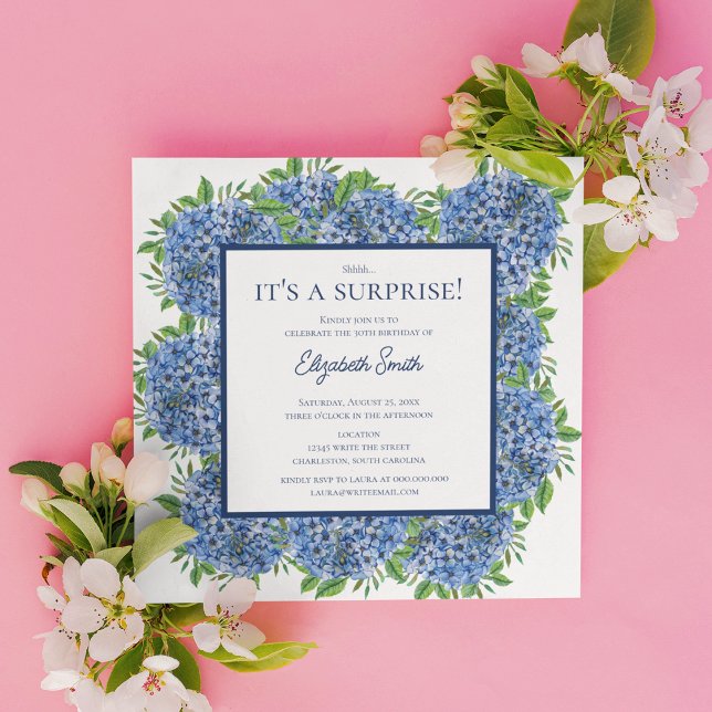 Invitación Es una fiesta sorpresa de cumpleaños 30 Hortensia  (Front)