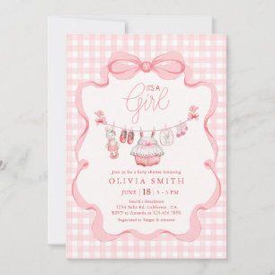 Invitación Es una línea de ropa para niñas de color rosa Baby