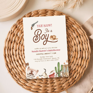 Invitación Es una lluvia de bebé vaquero occidental para niño