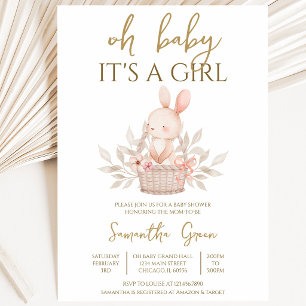 Invitación Es una niña Boho Bunny Baby Shower