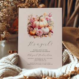 Invitación Es una niña Calabazas Florales Rosa Pálido Baby Sh
