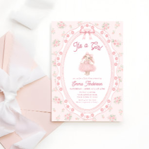 Invitación Es una niña Conejo Rosa Chica Baby Shower