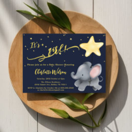 Invitación ¡Es una niña! Cumpleaños de elefante bebé