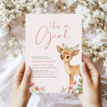 Es una niña Floral Ciervo Ducha de Bebé Niña
