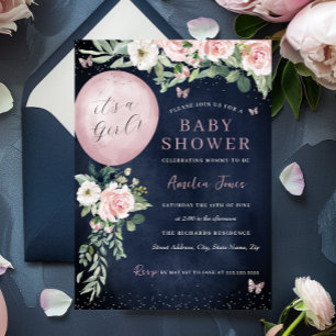 Invitación Es una niña Globo de Cumpleaños para Baby Shower R