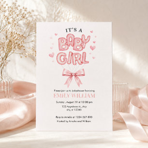 Invitación Es una niña Globo Rosa Baby Shower