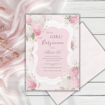 Es una niña Hortensia Rosa Floral Elegante Bebé