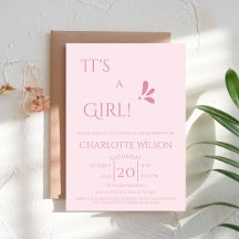 ¡Es una niña! Minimalismo Rosa Pastel Cumpleaños d