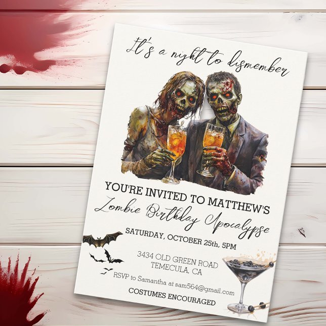 Invitación Es una noche para desmembrar al zombie de Hallowee (Subido por el creador)