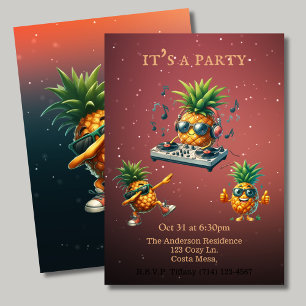 Invitación Es una piña bailando luces de discoteca de fiesta