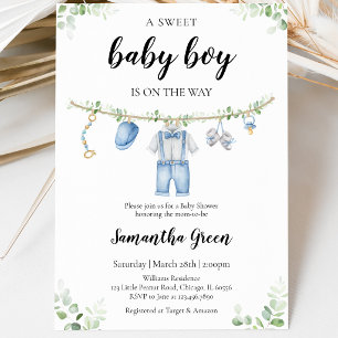 Invitación Es una Ropa de Bebé Niño Celebración de Baby Showe
