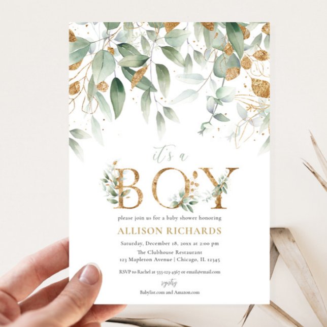 Invitación Es una simple y elegante ducha de bebé de vegetaci (Subido por el creador)