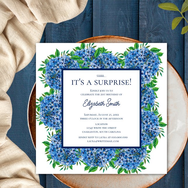 Invitación Es una sorprendente hidrangea azul Fiesta de cumpl (Front)