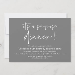 Invitación Es una sorpresa Fiesta de cumpleaños, gris oscuro