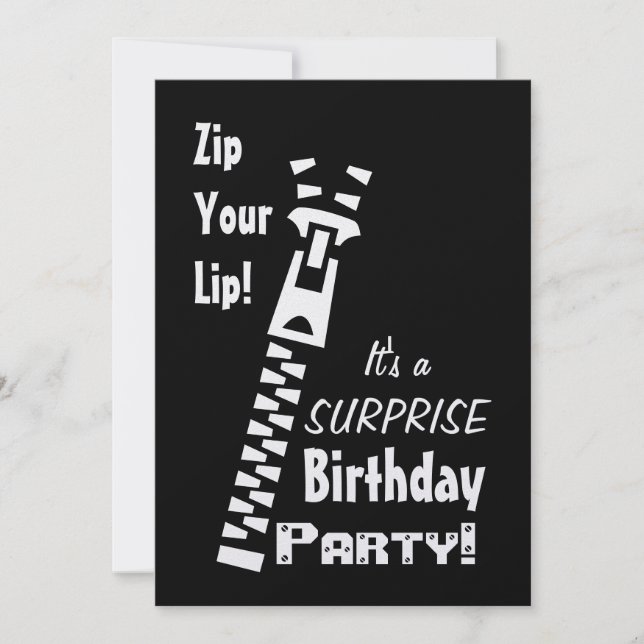Invitación Es una SORPRESA fiesta de cumpleaños que te pega e (Anverso)