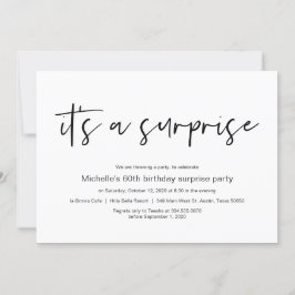 Invitación Es una sorpresa, fiesta de cumpleaños sorpresa.