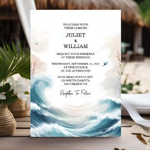 Invitación Esa boda de destino de la playa de veraneo de prim