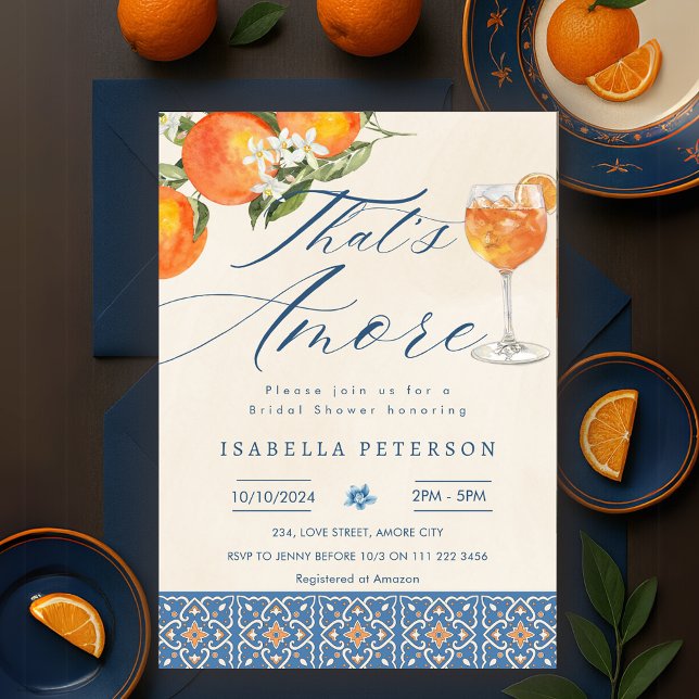 Invitación Esa es Amore Aperol Spritz la ducha de novias ital (That's Amore Aperol Spritz Italian Bridal Shower Invitation)