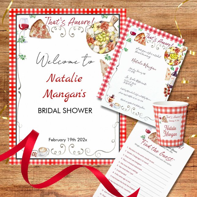 Invitación Esa es Amore Bridal Shower 1 (Fun Italian style Bridal Shower)