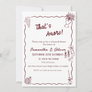 Invitación Esa es la comida italiana de la cena de ensayo